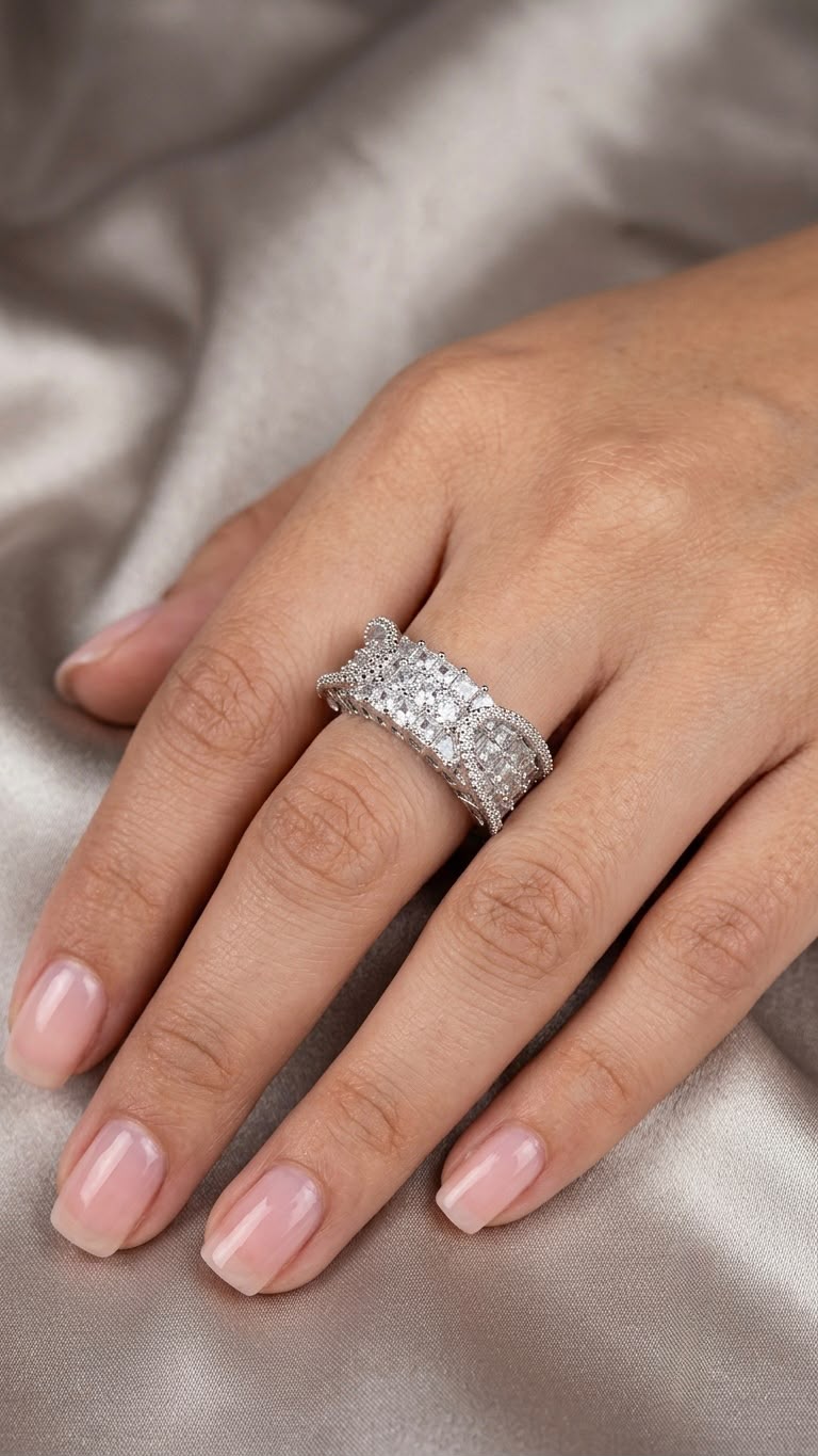 The Elysian Ribbon: Princess-Cut Mosaic Eternity Band Ring