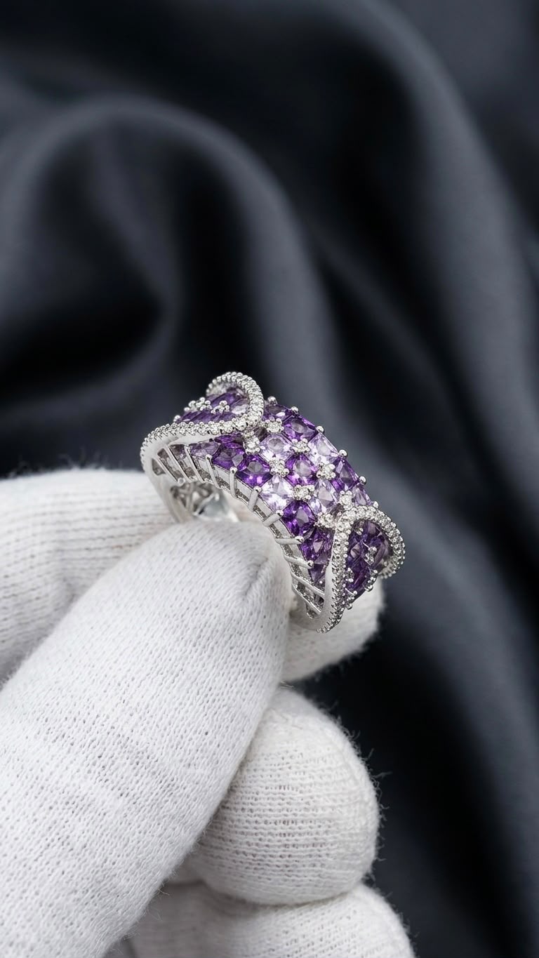 The Elysian Ribbon: Princess-Cut Mosaic Eternity Band Ring