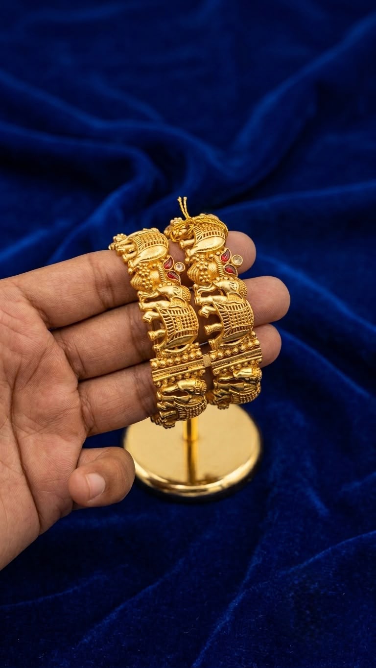 The Imperial Airavata: Antique Nakshi Elephant Carved Openable Bangles