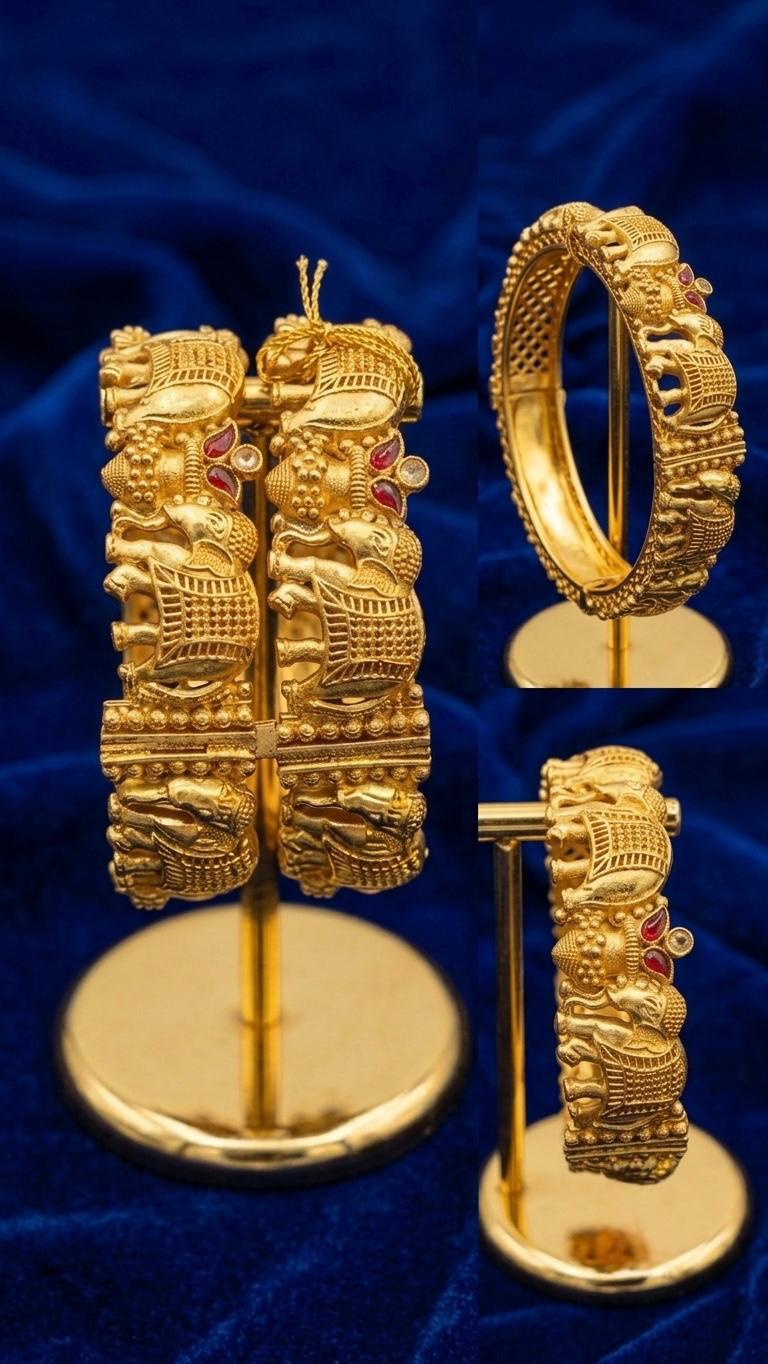 The Imperial Airavata: Antique Nakshi Elephant Carved Openable Bangles