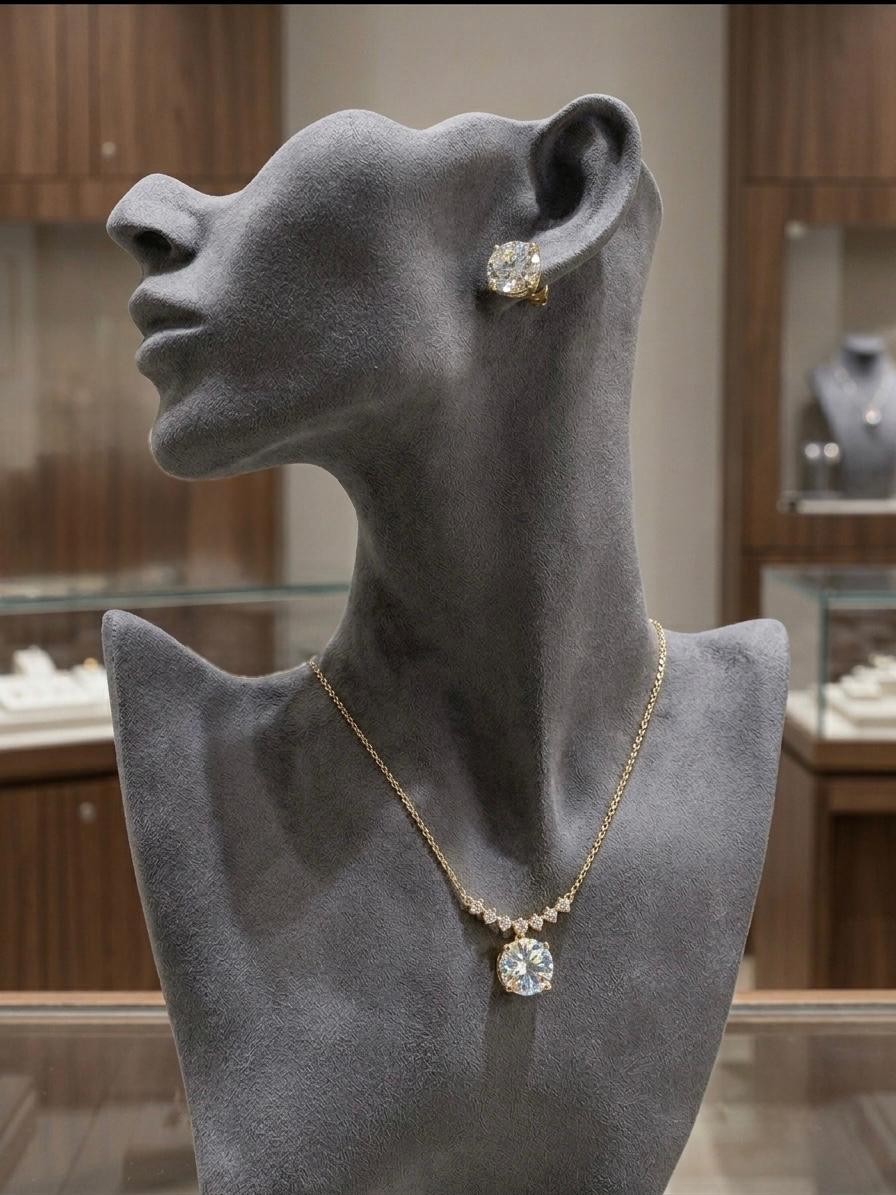 The Minimalist Beam: Petite Diamond Arc Necklace & Everyday Solitaire Studs