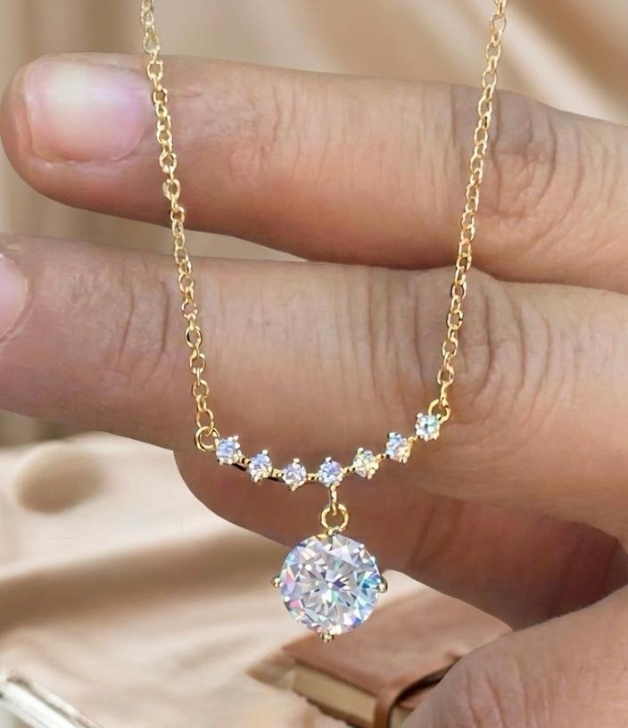Minimalist Arc Necklace & Solitaire Stud Earrings Set